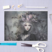 美しい女性 ゴシックの女王 フラワーデコパージュ 薄葉紙 (クラフト)