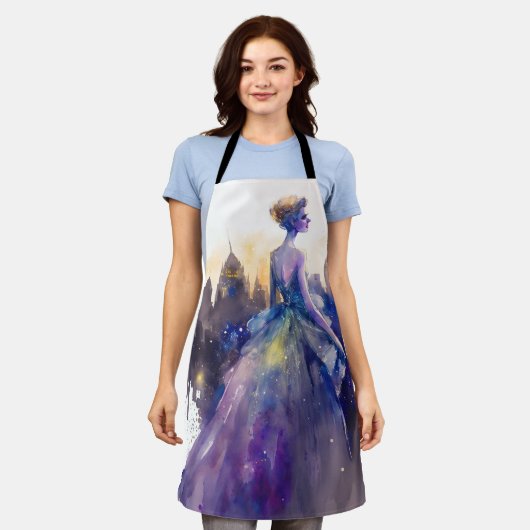 美しい女性 |抽象芸術おとぎ話シティプリンセス エプロン (着用した状態)