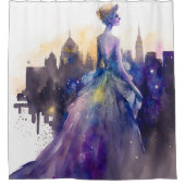 美しい女性 |抽象芸術おとぎ話シティプリンセス シャワーカーテン (正面)