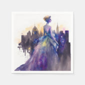美しい女性 |抽象芸術おとぎ話シティプリンセス スタンダードカクテルナプキン (正面)