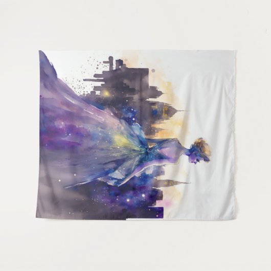 美しい女性 |抽象芸術おとぎ話シティプリンセス タペストリー (正面(横))