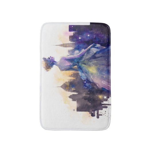 美しい女性 |抽象芸術おとぎ話シティプリンセス バスマット (正面縦)