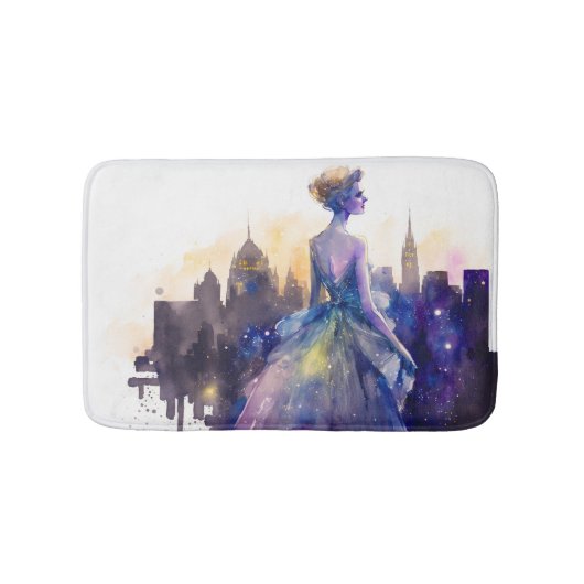 美しい女性 |抽象芸術おとぎ話シティプリンセス バスマット (正面)