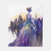 美しい女性 |抽象芸術おとぎ話シティプリンセス フリースブランケット (正面)