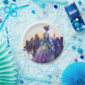 美しい女性 |抽象芸術おとぎ話シティプリンセス ペーパープレート (パーティー)