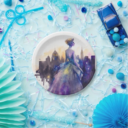 美しい女性 |抽象芸術おとぎ話シティプリンセス ペーパープレート (パーティー)