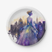 美しい女性 |抽象芸術おとぎ話シティプリンセス ペーパープレート (正面)