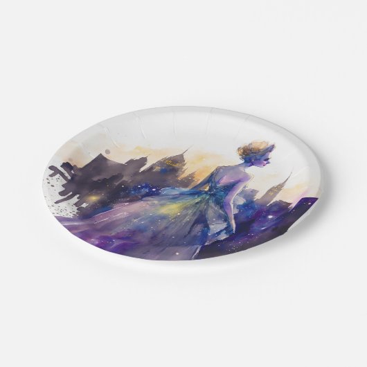 美しい女性 |抽象芸術おとぎ話シティプリンセス ペーパープレート (アングル)