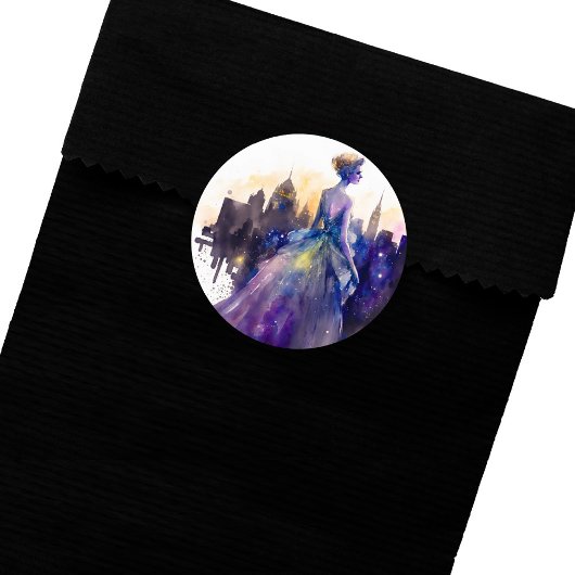 美しい女性 |抽象芸術おとぎ話シティプリンセス ラウンドシール