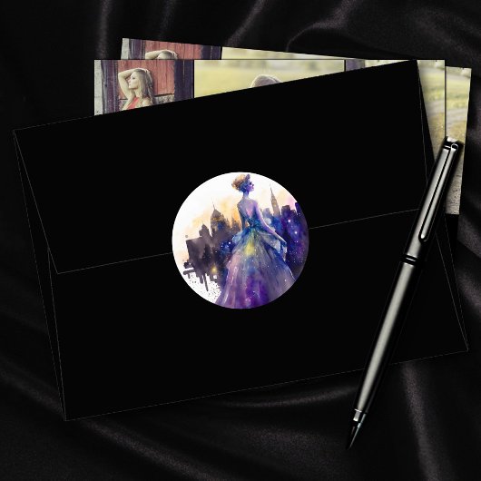 美しい女性 |抽象芸術おとぎ話シティプリンセス ラウンドシール