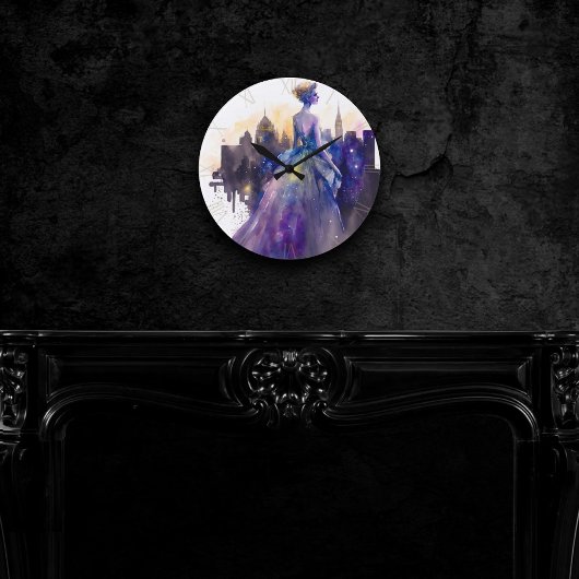 美しい女性 |抽象芸術おとぎ話シティプリンセス ラウンド壁時計