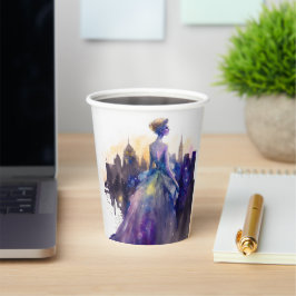 美しい女性 |抽象芸術おとぎ話シティプリンセス 紙コップ