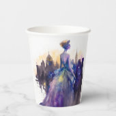 美しい女性 |抽象芸術おとぎ話シティプリンセス 紙コップ (裏面)