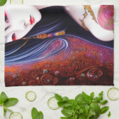 美しい女日本のの子ゴシックファンタジートリプチチ キッチンタオル (折り畳み)