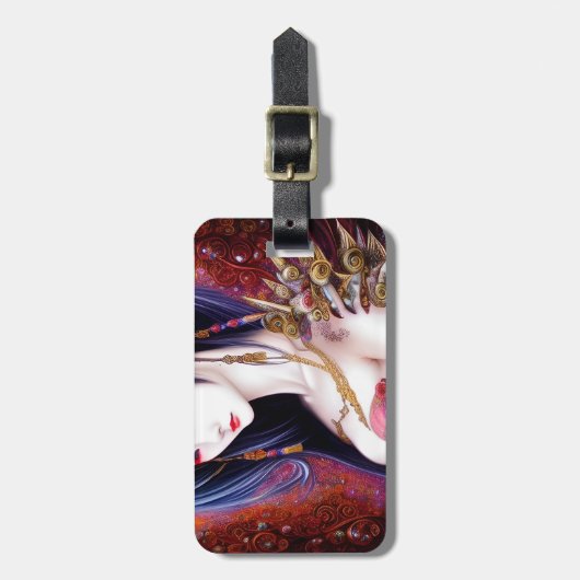 美しい女日本のの子ゴシックファンタジートリプチチ ラゲッジタグ (正面縦)