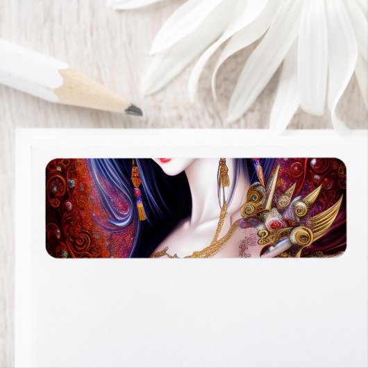 美しい女日本のの子ゴシックファンタジートリプチチ ラベル (インサイチュ)