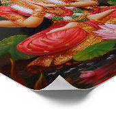 美しい女神ラクシュミ伝統的フローラアート ポスター (角)