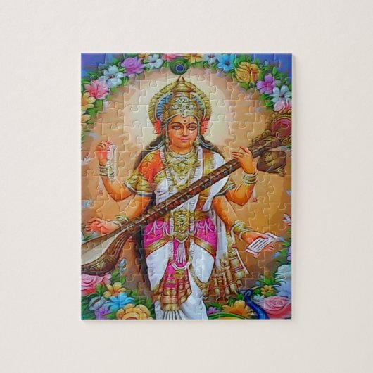 美しい女神Saraswati ジグソーパズル (縦)