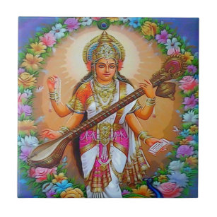 美しい女神Saraswati タイル