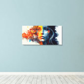 美しい女絵を描の子の、暖かい色、水平 キャンバスプリント (インサイチュ (ウッドフロア))