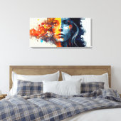美しい女絵を描の子の、暖かい色、水平 キャンバスプリント (インサイチュ (寝室))