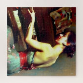 美しい女遊のピアノ絵画ズ ジグソーパズル (横)