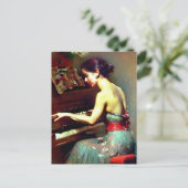 美しい女遊のピアノ絵画ズ ポストカード (スタンド正面)