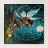 美しい妖精がコーヒーを飲んで魅惑的な森 ジグソーパズル (横)