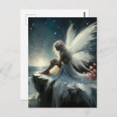 美しい妖精が崖の上に座る ポストカード (正面/裏面)