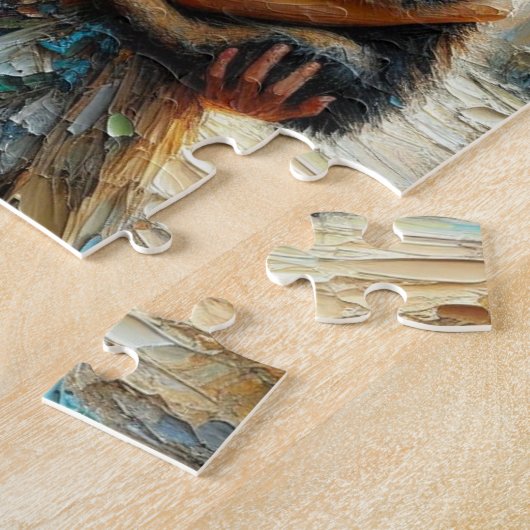 美しい妖精とドイツの羊飼いの子犬 ジグソーパズル (側面)