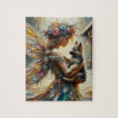 美しい妖精とドイツの羊飼いの子犬 ジグソーパズル (縦)