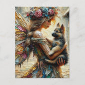 美しい妖精とドイツの羊飼いの子犬 ポストカード (正面)