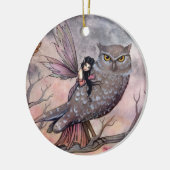 美しい妖精とフクロウオーナメント セラミックオーナメント (左)