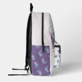 美しい妖精のマーメイドティール（緑がかった色）パープル名前をカスタムする プリントバックパック (左)