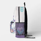 美しい妖精のマーメイドティール（緑がかった色）パープル名前をカスタムする プリントバックパック (右)