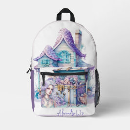 美しい妖精のマーメイドティール(緑がかった色)パープル名前をカスタムする プリントバックパック