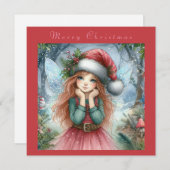 美しい妖精のメリークリスマス 招待状 (正面/裏面)