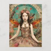 美しい妖精のヴィンテージ混合メディアコラージュ ポストカード (正面)