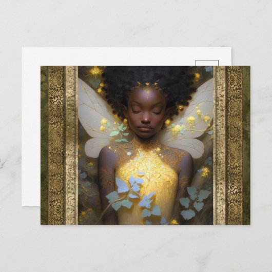 美しい妖精の女性ファンタジーアート ポストカード (正面/裏面)