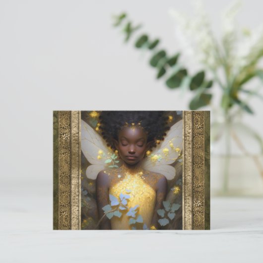 美しい妖精の女性ファンタジーアート ポストカード (スタンド正面)