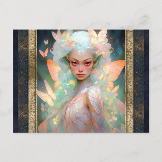 美しい妖精の女性ファンタジーアート ポストカード (正面)
