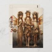 美しい妖精の茶色のドレス白熱［赤熱］光を放つの蝋燭 ポストカード (正面/裏面)