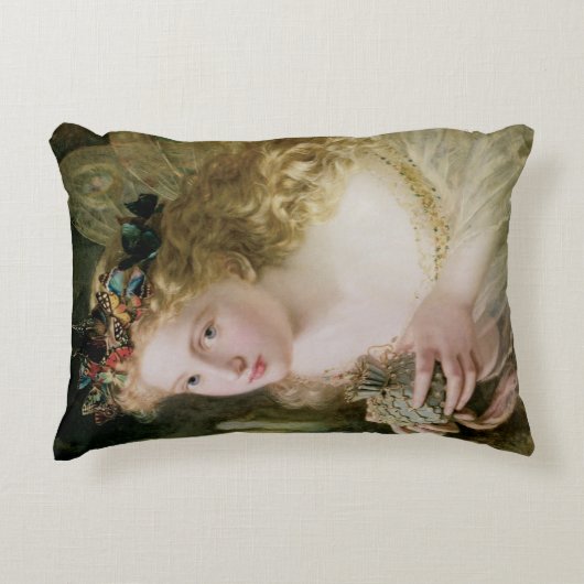 美しい妖精の蝶、ヴィンテージのビクトリア時代の人の芸術 アクセントクッション (正面)