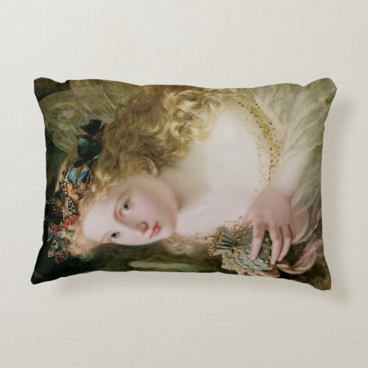 美しい妖精の蝶、ヴィンテージのビクトリア時代の人の芸術 アクセントクッション (裏面)