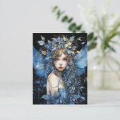 美しい妖精の青い翼のつる植物と離れ ポストカード (スタンド正面)