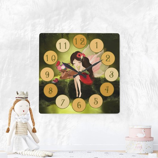 美しい妖精の魅力世界大時計 スクエア壁時計