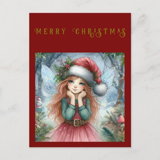 美しい妖精 メリークリスマス ポストカード (正面)