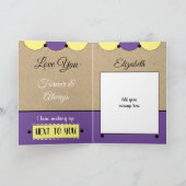 美しい妻の記念日パープル·ラスティック カード (内部)