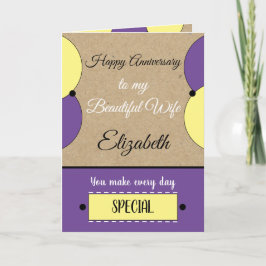 美しい妻の記念日パープル·ラスティック カード