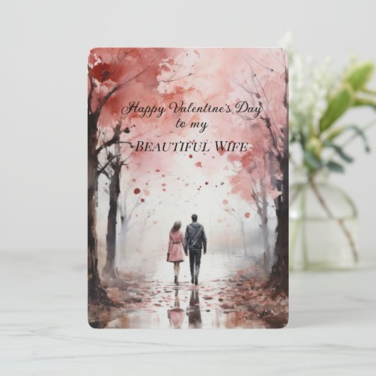 美しい妻へのバレンタインデーのメッセージ シーズンカード (スタンド正面)